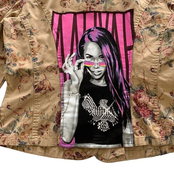 Via Penny Lane Reworked Apparel | Aaliyah Graphic Floral Jacket Large - Picture 2 of 8